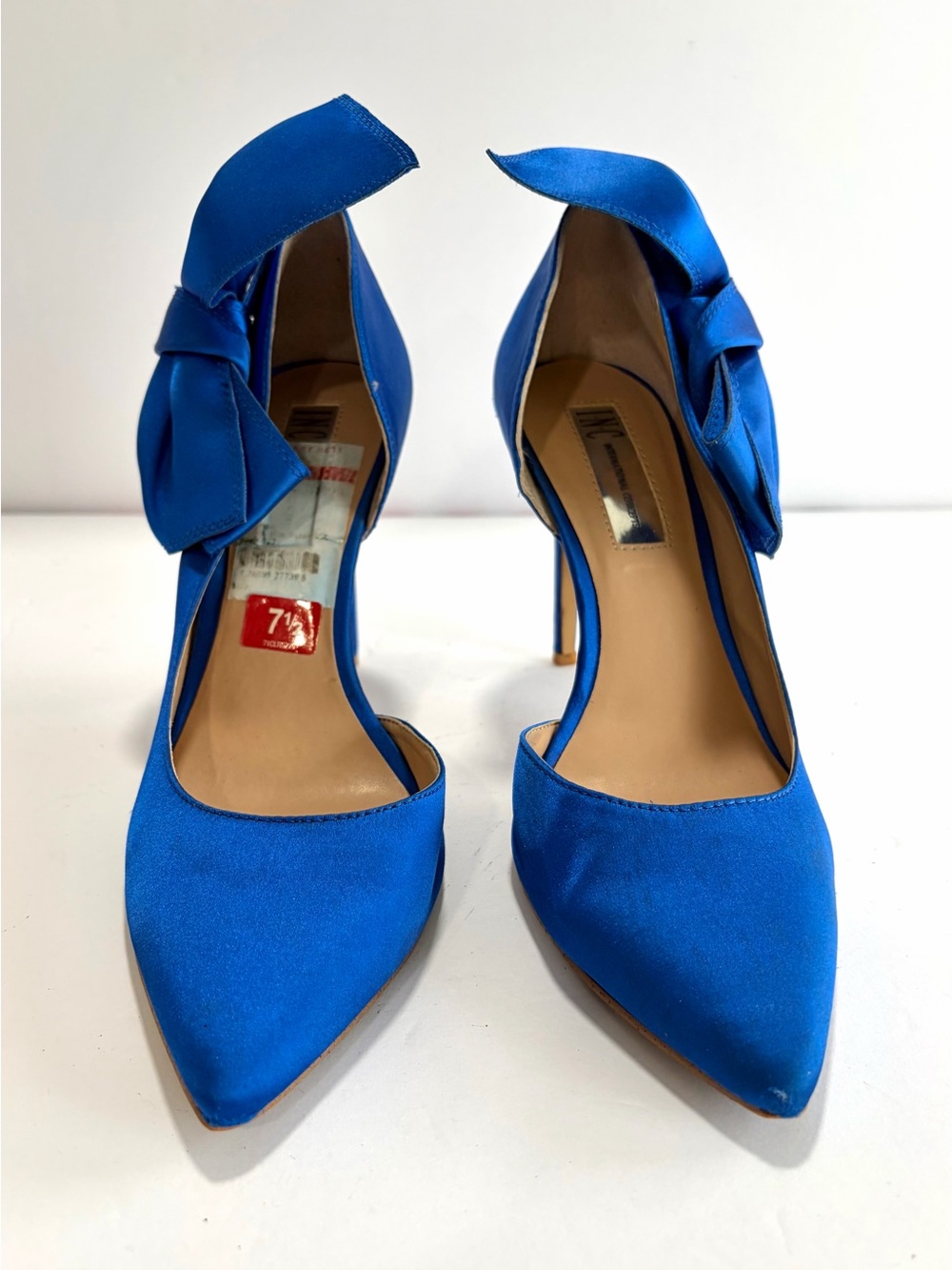 🎀 INC International Concepts Royal Blue Satin Bow Heels Stilettos Pumps 🎀